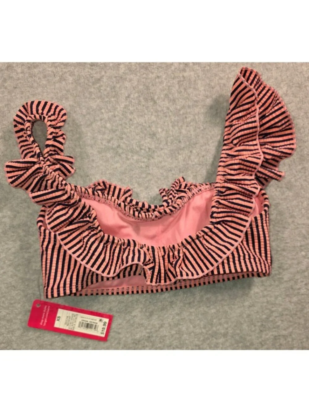 New Xhilaration Girls XS Pink with Strips Bikini Top